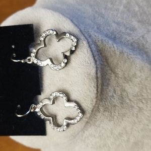 $5 ITEM. Gunmetal and crystal dangling earrings. MUST BUNDLE WITH TWO ITEMS